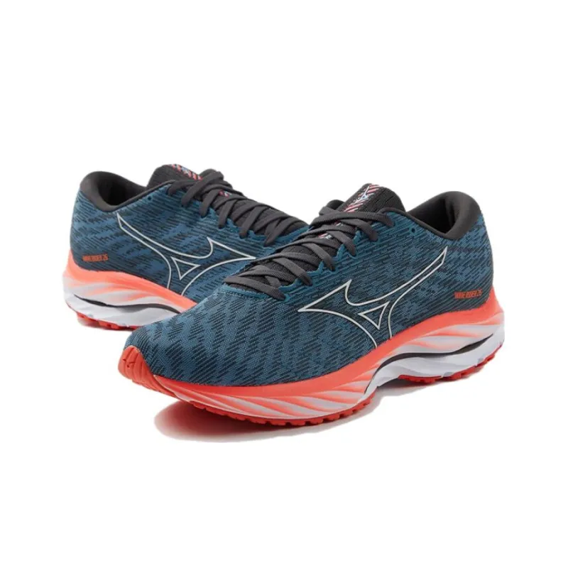Mizuno Wave Rider 26 Cushioning Wear-Resistant Low-Top Running Shoes Men's Gray Blue-2
