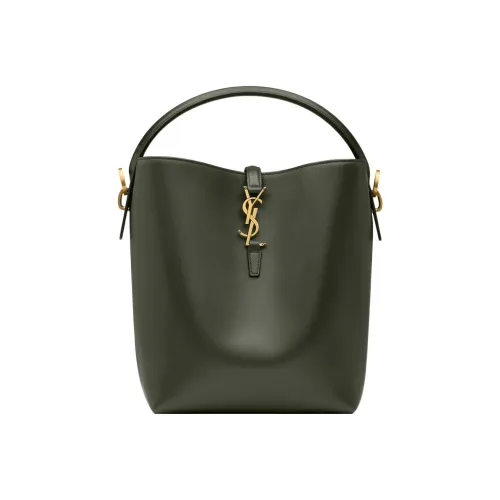 SAINT LAURENT Shiny Cow Leather Shoulder Bag, Crossbody Bag, Handbag Regular Women's Dark Green
