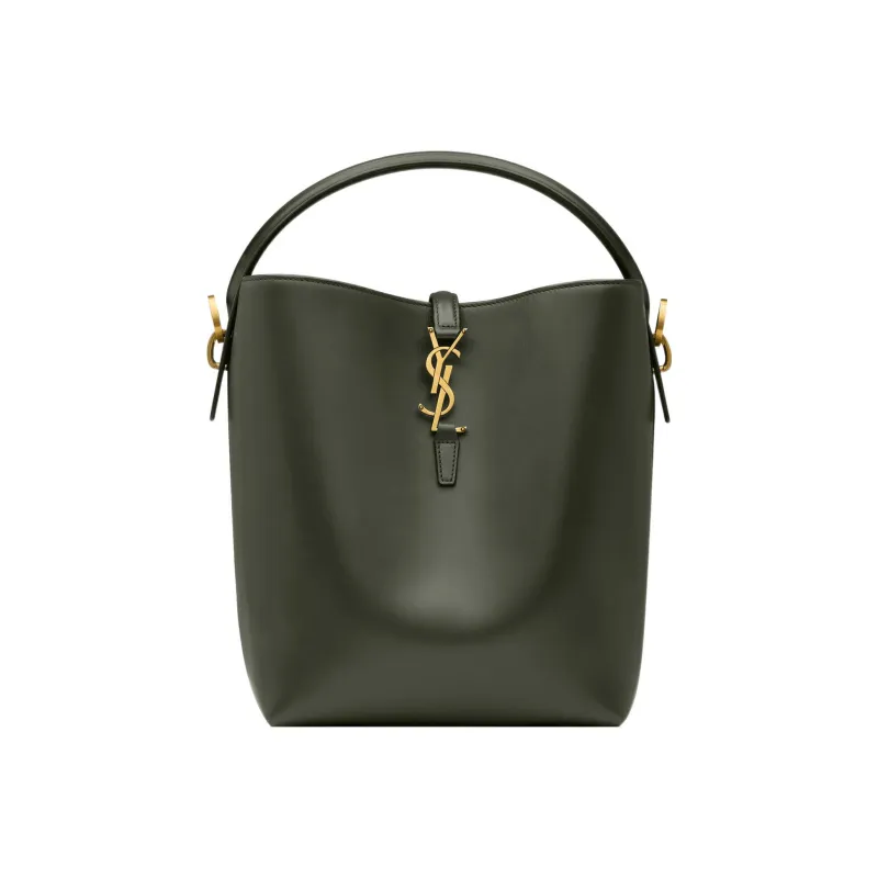 SAINT LAURENT Shiny Cow Leather Shoulder Bag, Crossbody Bag, Handbag Regular Women's Dark Green-0