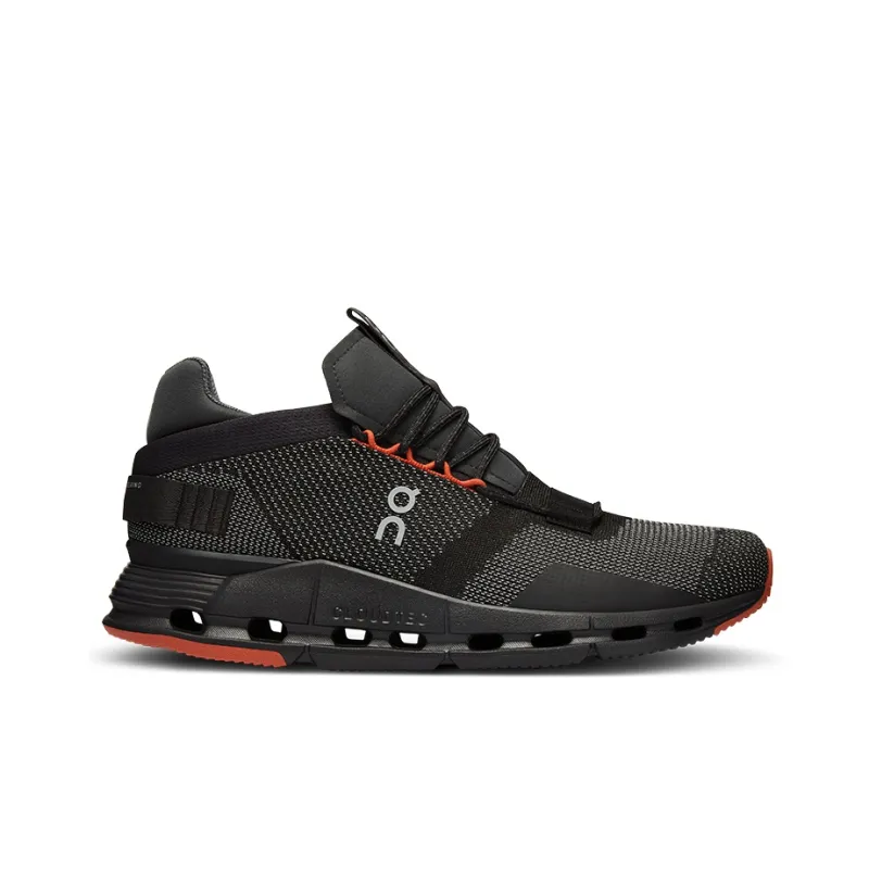 On Cloudnova Slip-Resistant Low-Top Casual Shoes Men's Black Orange Red-1