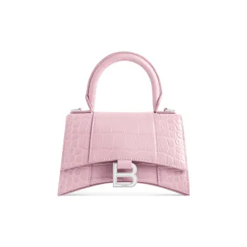 Balenciaga Hourglass Cow Leather Handbag Extra Small Women's Pink