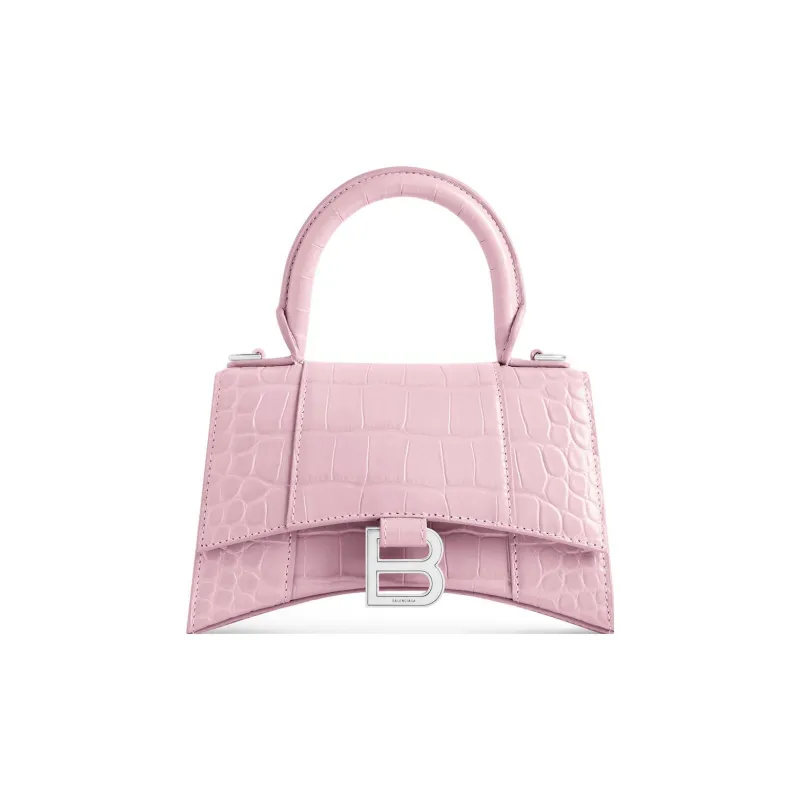 Balenciaga Hourglass Cow Leather Handbag Extra Small Women's Pink-0