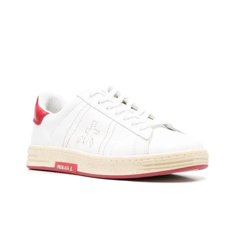 PREMIATA Russel Low-Top Skateboard Shoes Men's White Red-1