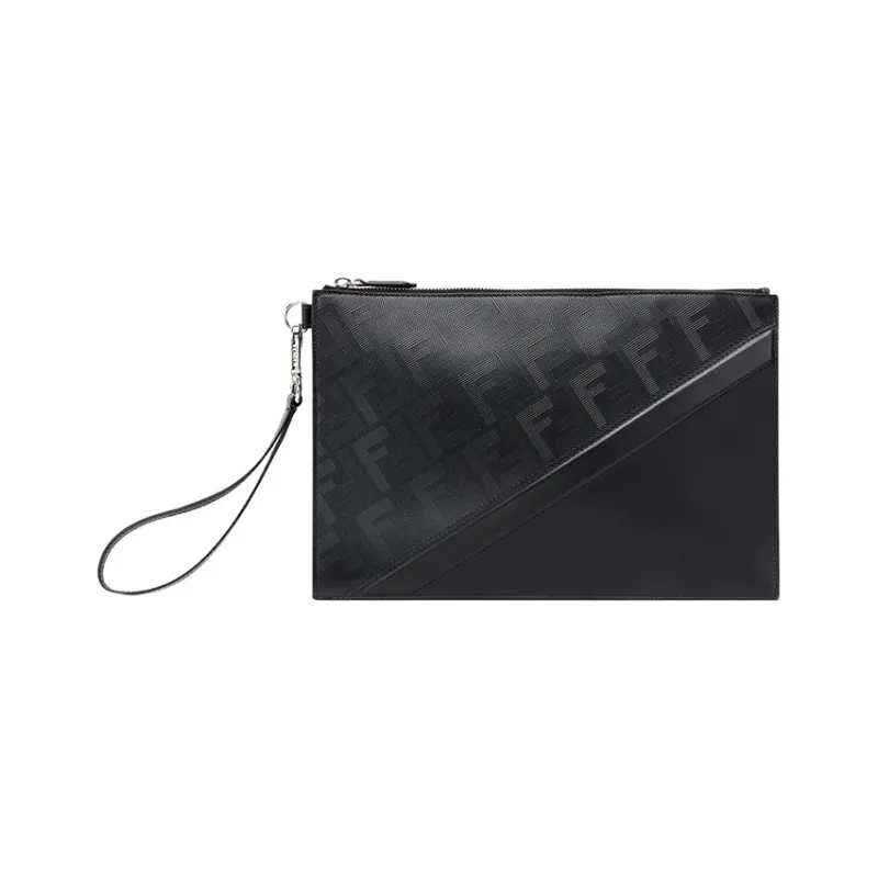 FENDI Calfskin Clutch Regular Men's Black-0
