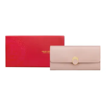 CNOLES Cow Leather Wallet Women's Black/Pink