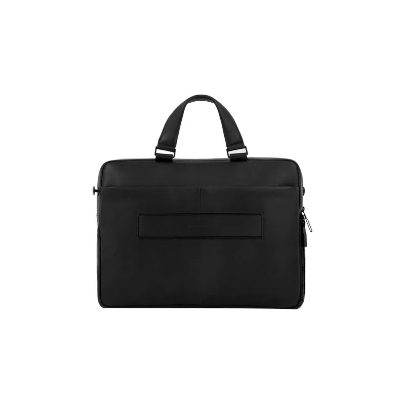PIQUADRO Leather Briefcase Shoulder Bag Crossbody Bag Handbag Regular Unisex Black-2
