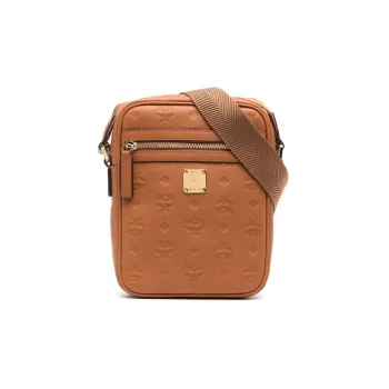 MCM Calfskin Messenger Bag Shoulder Bag Crossbody Bag Mini Men's Umber