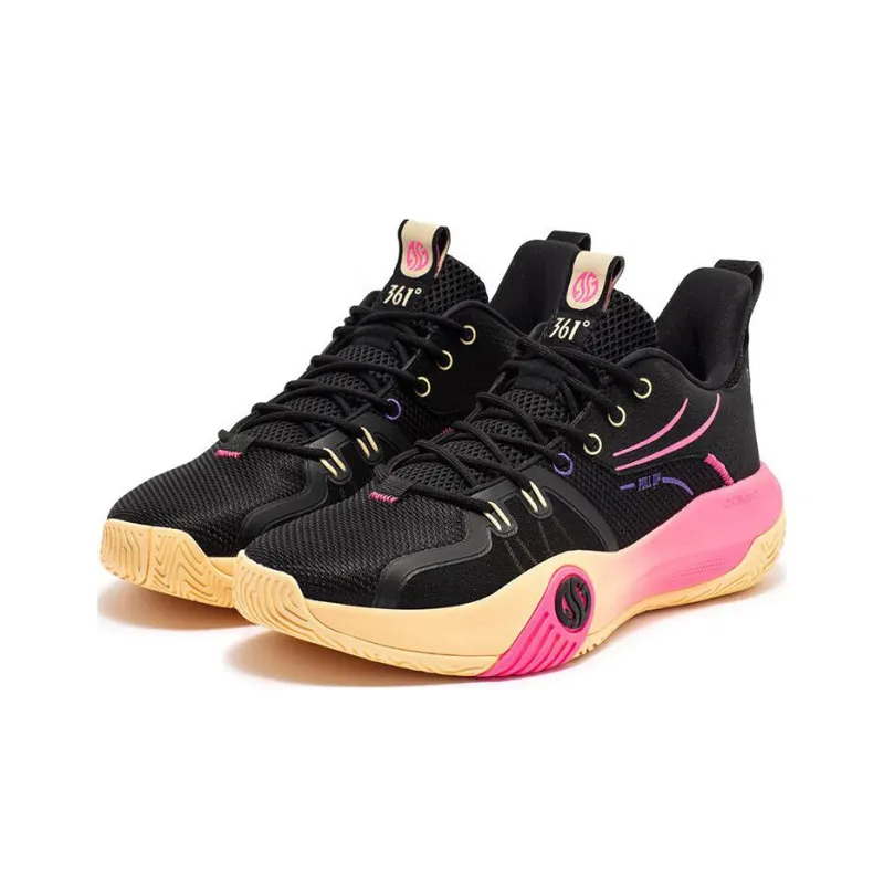 361° Ag Volley 3 Cushioned Wear Resistant Breathable Rebound Low Top Performance Basketball Shoes Men's Black-1