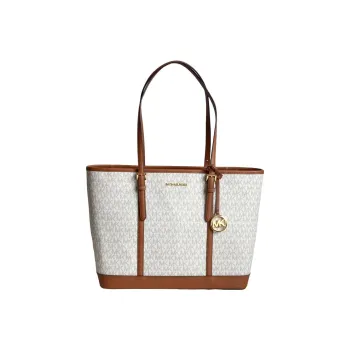 MICHAEL KORS Jet Set Travel Leather Tote Bag Shopping Bag Handbag Shoulder Bag Large Size Women's Vanilla White