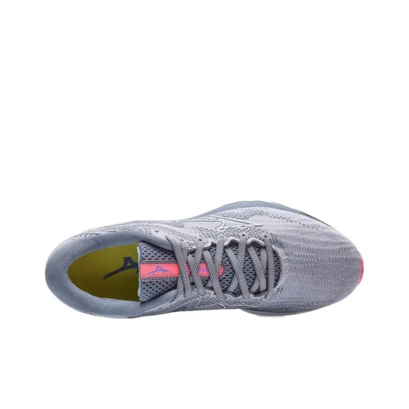 Mizuno Wave Rider 27 Cushioned Wear Resistant Breathable Low Top Casual Running Shoes Unisex Blue White Pink-2