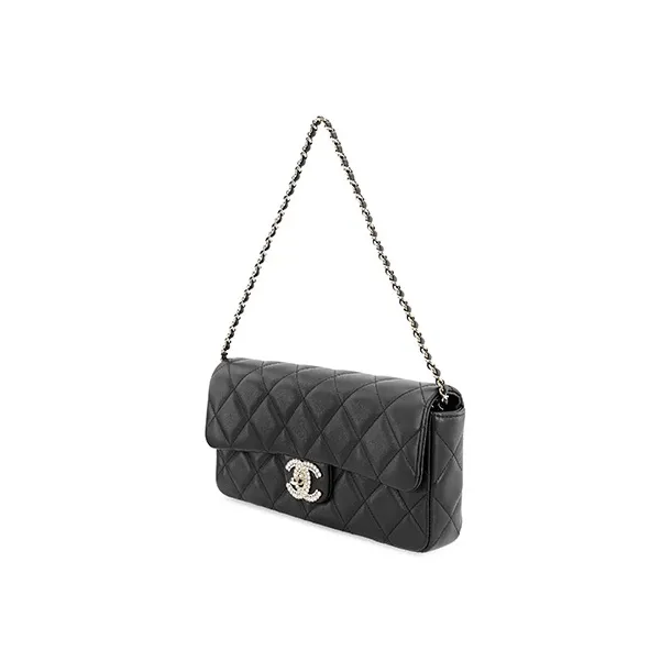 CHANEL Sheepskin Evening Bag, Cell Phone Pouch, One Shoulder Crossbody Clutch Regular Women's Black-1