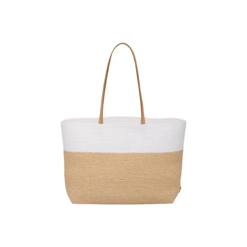 PRADA Raffia Tote Bag Shopping Bag Handbag Regular Women's Tawny/White-1