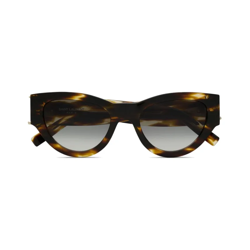 SAINT LAURENT Recycled Acetate Bio Nylon Irregular Shape Sunglasses Women's Brown-1