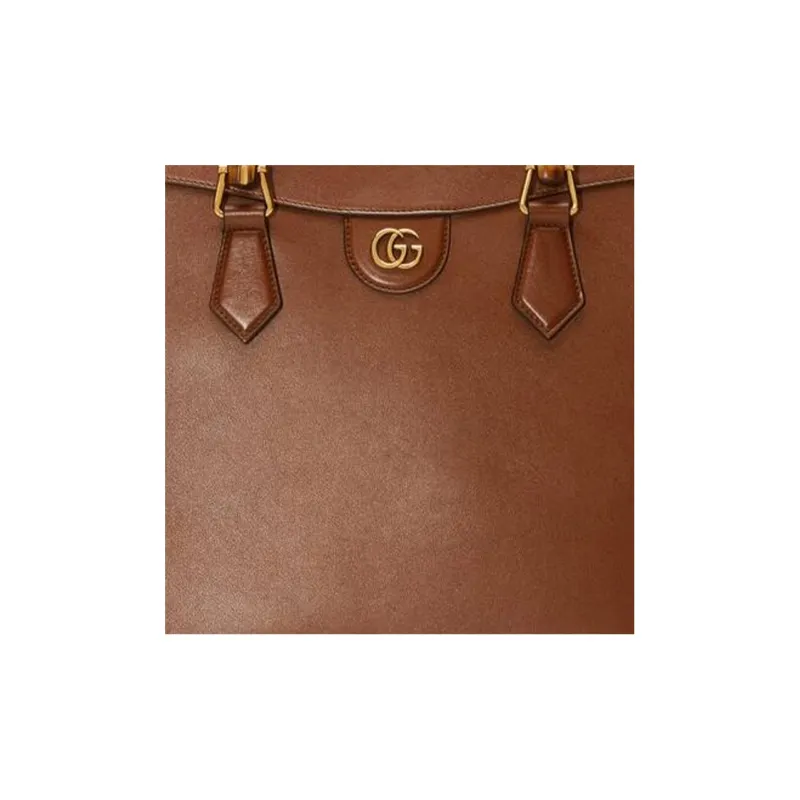 GUCCI Diana Leather Tote Shoulder Bag, Crossbody Bag, Handbag Medium Size Unisex Brown-4
