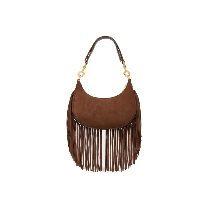 CELINE AVA Cow Leather Suede Handbag Shoulder Bag Medium Size Women's Brown-3