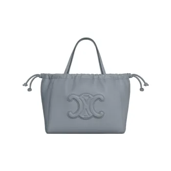 CELINE CabasTriomphe Smooth Cow Leather Shoulder Bag Crossbody Bag Handbag Small Size Women's Blue Gray
