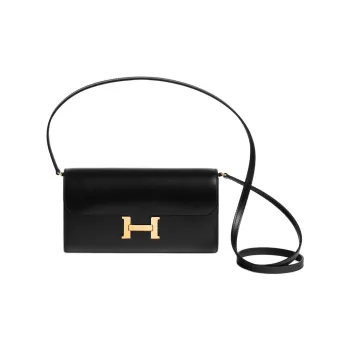 HERMES Constance To Go Box Calfskin Wallet Regular Women's 89 Noir Black