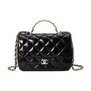 CHANEL Classic Flap CF Lambskin Handbag Shoulder Bag Crossbody Bag Medium Size Women's Black