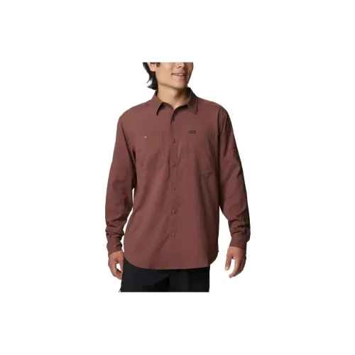 Columbia Silver Ridge Shirts Men Red Brown