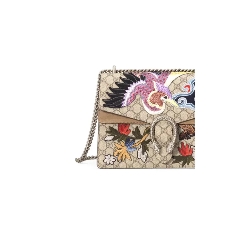 GUCCI Canvas With Leather Bacchus Bag Crossbody Bag Shoulder Bag Medium Size Women's Beige-6