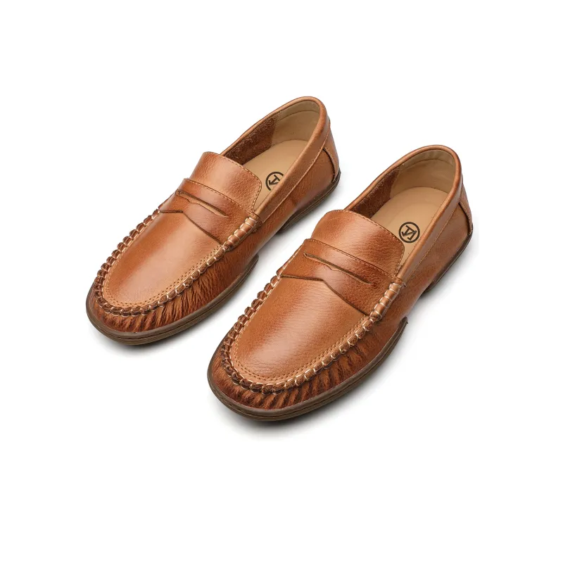 DIENGRLEY Loafers Men Low Top Coffee/Earth Yellow-1