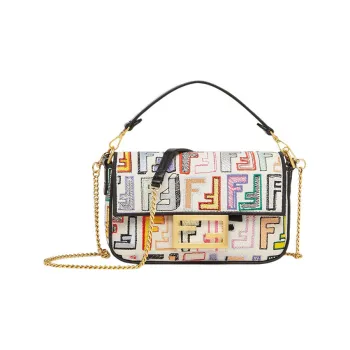 FENDI Baguette With Calfskin Portable Crossbody Bag, Shoulder Bag Mini Women's Multicolor