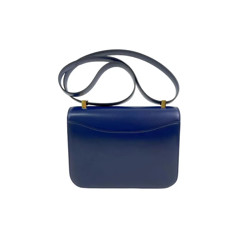 HERMES Constance Box Leather Shoulder Bag, Crossbody Bag Women's 73 Bleu Saphir Sapphire Blue-2