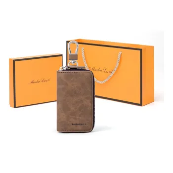 MashaLanti Microfiber Synthetic Leather Key Pouch Small Size Men's Coffee