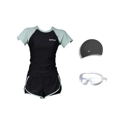 LEACCO Swimming Sets Polyamide Polyester Elastane Pool Women's Black Green