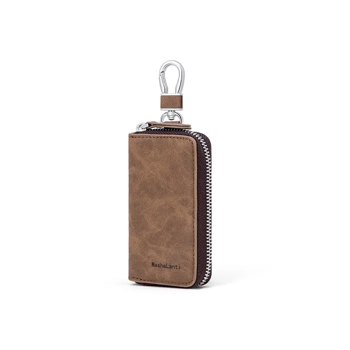 MashaLanti Microfiber Synthetic Leather Key Pouch Small Size Men's Coffee-1