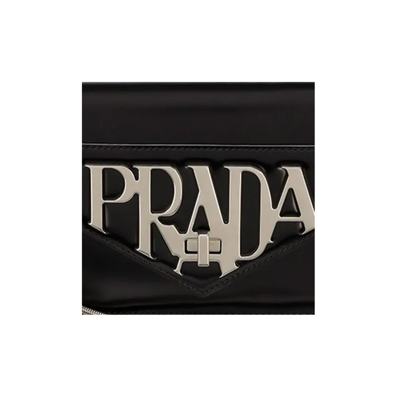 PRADA Leather Crossbody Bag Shoulder Bag Women's Black-5