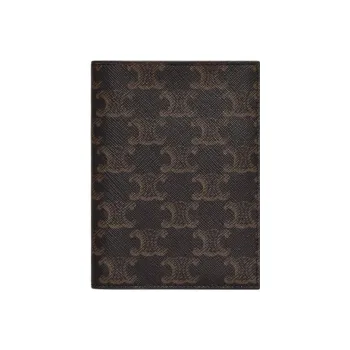 CELINE Canvas Passport Holder Men's Black & Tan