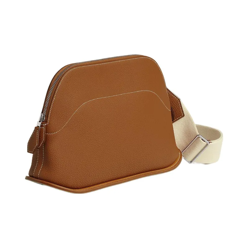 HERMES Bolide Togo Calfskin With Swift Calfskin Bowling Bag, Shoulder Bag, Crossbody Bag Women's Brown/Multicolor-1