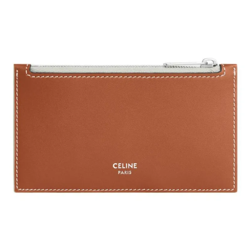 CELINE Cow Leather Card Holder Men's Tan/Light Umber-2