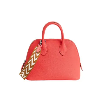 HERMES Bolide Mysore Goat Skin Bowling Bag Handbag Shoulder Bag Crossbody Bag Mini Women's Texas Pink/Gold/White