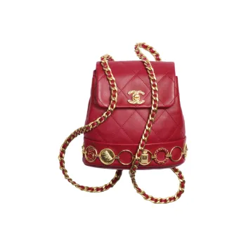 CHANEL Calfskin Backpack Small Size Women's Red