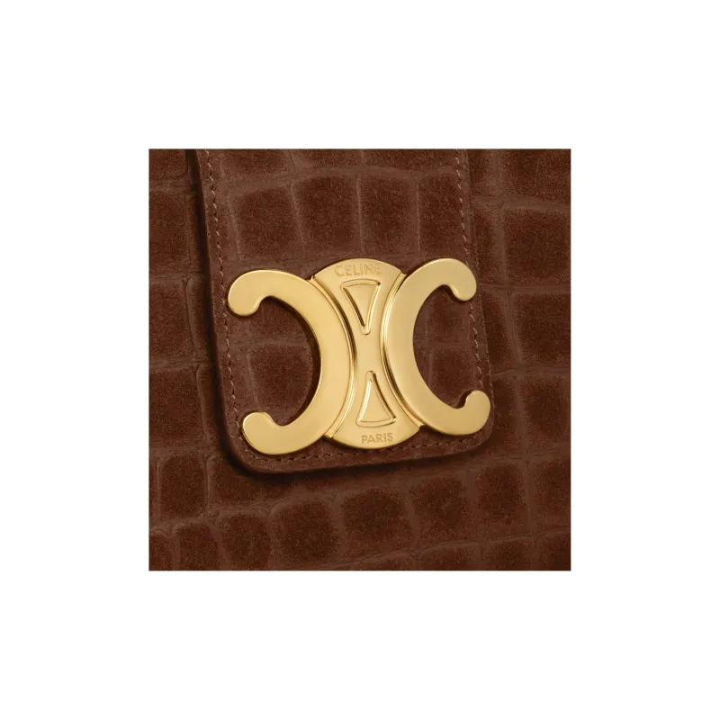 CELINE WilternTriomphe Cow Leather Suede Handbag Shoulder Bag Women's Brown-4