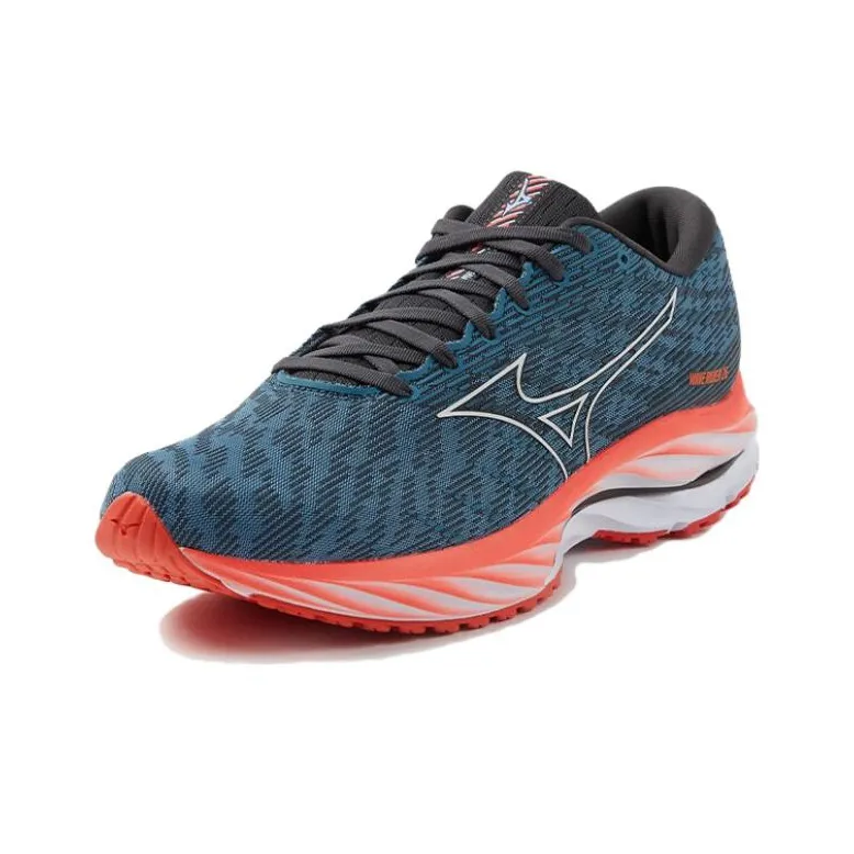 Mizuno Wave Rider 26 Cushioning Wear-Resistant Low-Top Running Shoes Men's Gray Blue-1