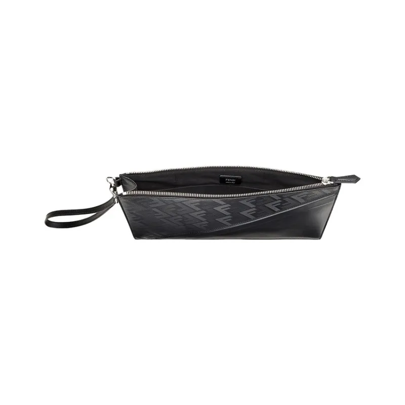 FENDI Calfskin Clutch Regular Men's Black-2