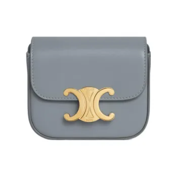 CELINE Triomphe Calfskin Shoulder Bag, Crossbody Bag Mini Women's Blue Gray