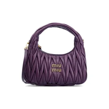 MIU MIU Wander Series Soft Sheep Leather Hobo Bag Shoulder Bag Crossbody Bag Handbag Women's Purple
