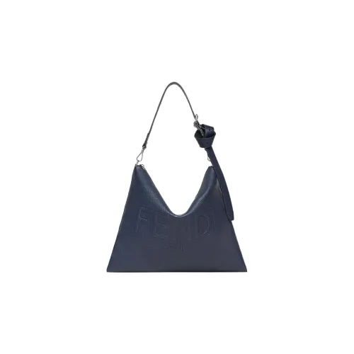 FENDI Calfskin Handbag Shoulder Bag Men's Dark Blue