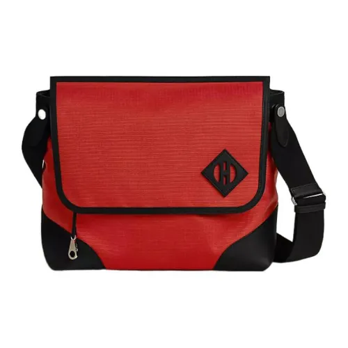 HERMES Bivouac Canvas And Swift Calfskin Courier Bag Shoulder Bag Crossbody Bag Regular Men's Red/Black