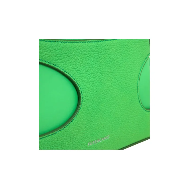FERRAGAMO Stamped Calfskin Shoulder Bag Crossbody Bag Mini Women's Lime Green-3