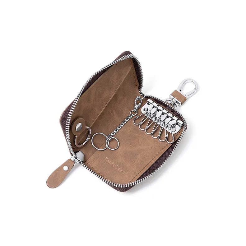 MashaLanti Microfiber Synthetic Leather Key Pouch Small Size Men's Coffee-4