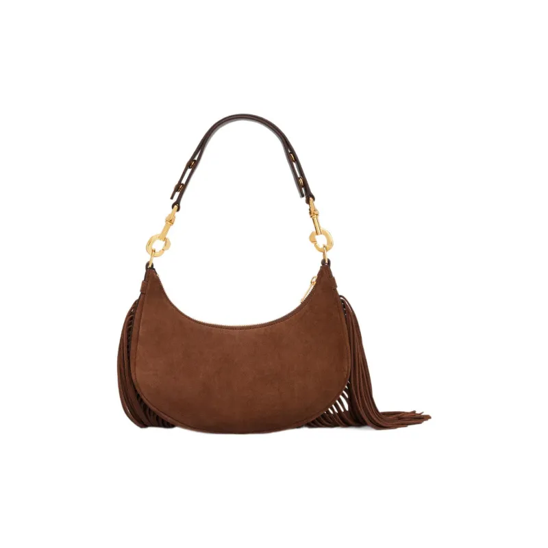 CELINE AVA Cow Leather Suede Handbag Shoulder Bag Medium Size Women's Brown-2