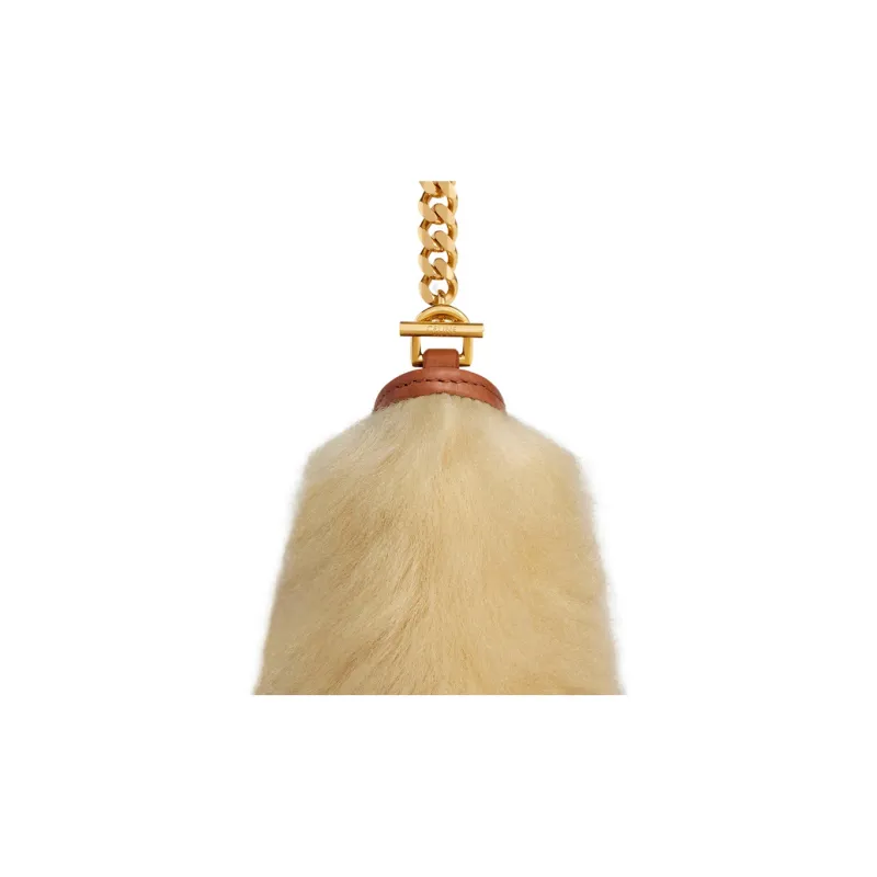 CELINE WilternTriomphe Shearling Cow Leather Patchwork Handbag Shoulder Bag Women's Tan-4