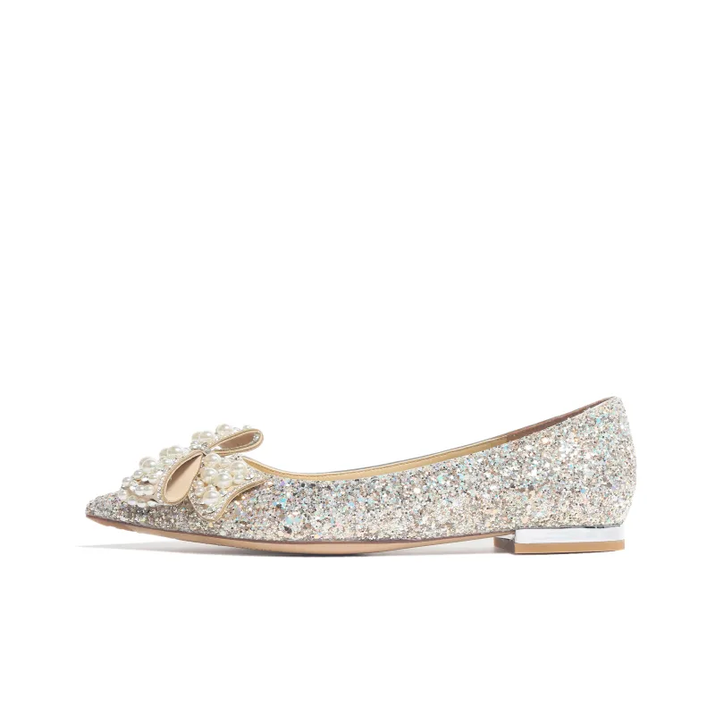 GARDEN CAT Cosmic Casual Shoes 1cm Women's Glow In The Dark Light Gold Wedding Shoes, Maid Of Honor Shoes-2