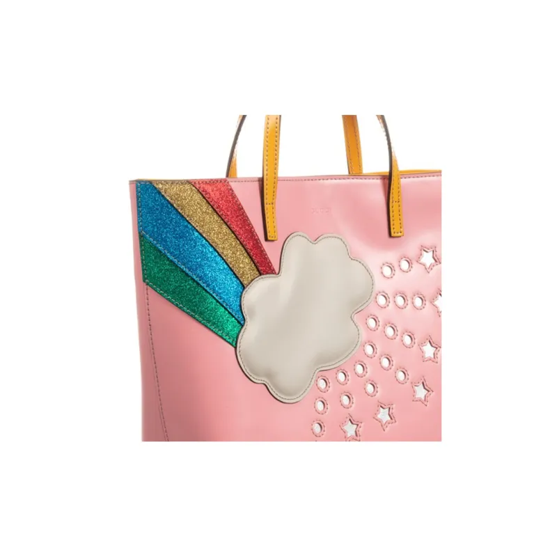 GUCCI Leather Tote Bag Shopping Bag Handbag Kids' Pink-2