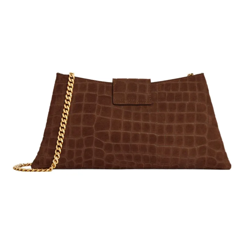 CELINE WilternTriomphe Cow Leather Suede Handbag Shoulder Bag Women's Brown-2